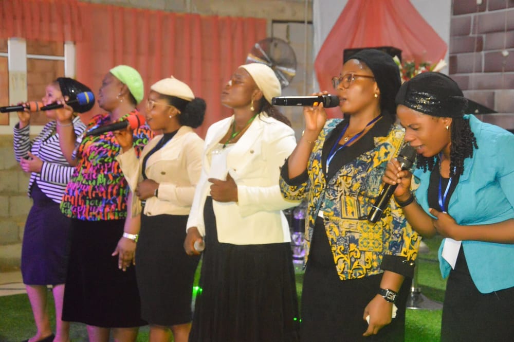 The praise team leading worship