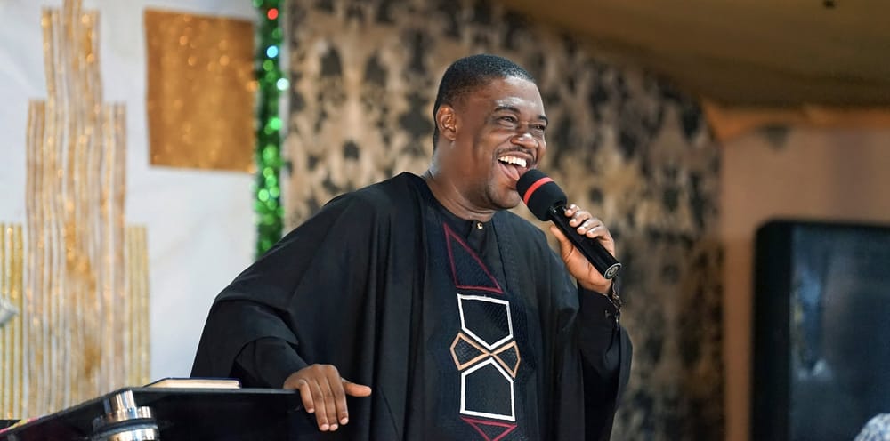 A minister preaching at a church program