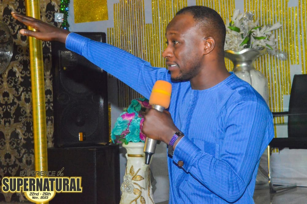 A minister preaching at a church program